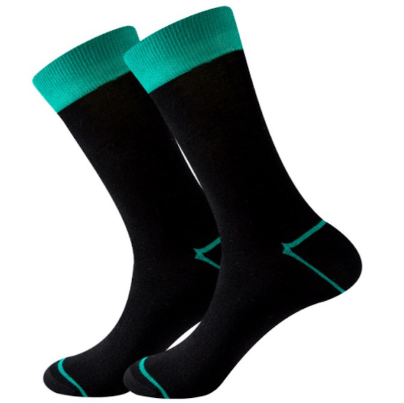 Unisex EU 38-46 Anti-Odor Black Socks Colorful Cuffs Premium Bamboo Crew Socks Super Soft 6 Pairs